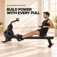 Rameur pliable avec résistance à air, volant d'inertie, moniteur numérique, siège coulissant et sangles de pieds pour un entraînement cardio complet du corps