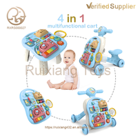 Table d'activités multifonction 3-en-1 en plastique pour bébé : trotteur musical, puzzle d'apprentissage précoce et jouets à tirer