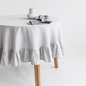 French Pure Flounce <b>Linen</b> Customizable Size <b>Linen</b> <b>Table</b> <b>Cloth</b> for Hotel Dining Rooml <b>Linen</b> Tablecloth Wholesale - Product Image 2