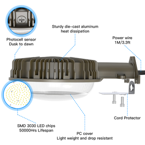 35W-150W lũ Barn ánh sáng DLC ETL tế bào quang điện cảm biến tường cánh tay gắn Led an ninh ánh sáng cho sân vườn sân sau nhôm xi lanh - Product Image 3