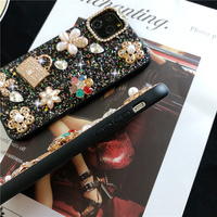 Luxe Paillettes Strass Perle Fleurs Couverture Arrière Diamants Téléphone étui pour iphone 16 15 14 13 12 11 Pro Max X XS XR SE 7 8 Plus