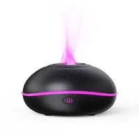 Diffuseur d'arômes et humidificateur d'air USB/électrique en plastique, à brume froide, avec effet flamme 3D colorée et design soucoupe volante, silencieux, pour hôtels et foyers
