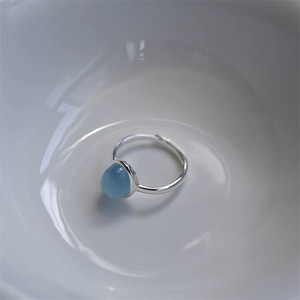 S925 Sterling Silver Aquamarine <b>Crystal</b> <b>Ring</b> Women Open Sliding Design Index Finger <b>Ring</b> Everyday Wear Bezel Setting - Product Image 4