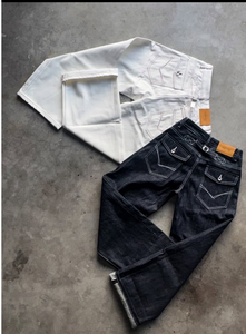Black Red Selvedge <strong>Denim</strong> Men's Straight Fitting Chain Stitch Hem Vintage Raw 100% Cotton Breathable - Product Image 3