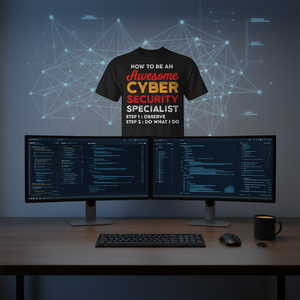 T-shirt Cybersecurity Specialist nera a maniche corte in cotone unisex con scollo rotondo, regalo promozionale per IT analisti - Product Image 3