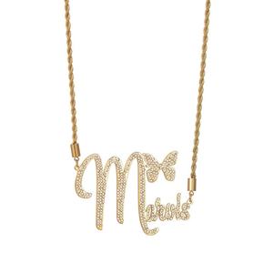 Gold Jewelry Personalized Stainless Steel <b>Letter</b> Name <b>Necklace</b> Custom <b>Letter</b> Diamond Butterfly <b>Necklace</b> Dropshipping Support - Product Image 5