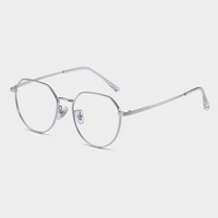 Jiojew Lunettes Unisexe Ultra Légères en Métal Pur, Montures Optiques Polygones pour Femmes, Montures de Lunettes en Titane