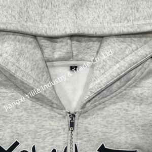 HD2865 Sweat à capuche personnalisé 100% coton Fabricants Logo brodé sur mesure <span class=keywords><strong>Sapin</strong></span> boxy surdimensionné Sweat à capuche zippé pour homme - Product Image 5