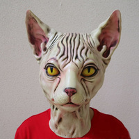 Effrayant horreur chat tête masque roman Latex adulte masque facial pour Halloween Costume fête nouveauté chat Animal masque