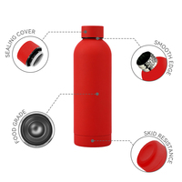 Botol Minum Custom Stainless Steel Vacuum Insulated 500ml Bebas BPA Merah Lucu Botol Air Flask Termos Portabel