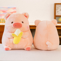 Jouets en peluche mignons - Ensemble de jouets en peluche cochon tenant une banane
