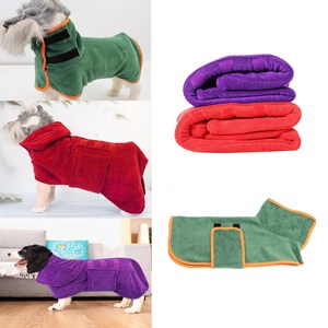 Albornoz para mascotas, toalla de secado rápido para perros, absorbente, con capucha, para perros pequeños, medianos y grandes, verde, rojo, morado, tallas S, M, L, XL - Product Image 1