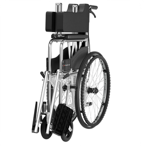 Silla de Ruedas Premium de 6 Posiciones Completamente Reclinable con Reposapiés Ajustable, Bandeja y Mesa, Estructura de Acero, Neumáticos Sólidos y Frenos Dobles - Product Image 5