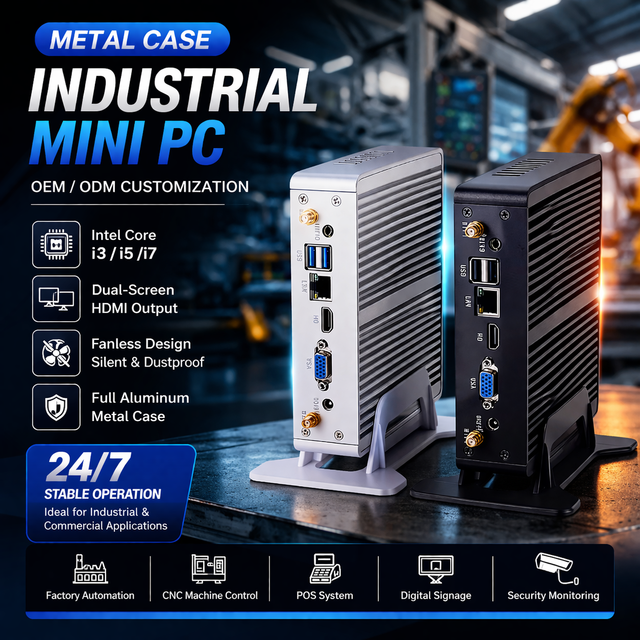 Industrial Fanless Mini PC Intel Core I3 I5 I7 Dual HDMI 4K Aluminum Embedded Computer for Automation POS System