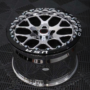 Rines Cromados de 15, 17 y 18 Pulgadas para Autos de Carreras, Forjados, con Sistema Beadlock, 5x114.3, 5x120, 5x120.65, en Negro Brillante Fresado para Mustang y Camaro - Product Image 2