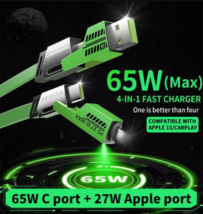 Ad alta velocità 65W USB-tipo C cavo <span class=keywords><strong>dati</strong></span> di ricarica rapida in Nylon intrecciato in lega di zinco PD 27W compatibile 4-in-1 per telefoni cellulari computer - Product Image 2
