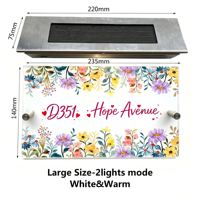 Plaque d'adresse en aluminium étanche à LED solaire pour sublimation, affichage numérique du numéro de maison, pour extérieur