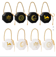 Boîte Cadeau Décorative Aïd Ramadan avec Motif Chameau et Château, Dorure à Chaud, Boîte Pliable en Papier Couché pour Fêtes
