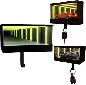 Porte-clés de voiture avec miroir infini et lumière LED, organisateur pour garage, porte, appartement, maison, bureau, entrée - Product Image 4