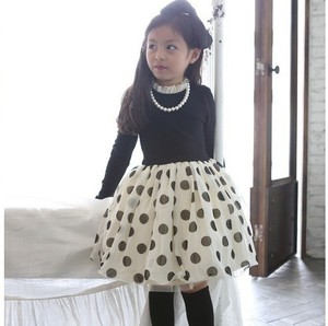 Vente en gros en ligne : Robe de fête coréenne à manches longues à pois pour enfants et filles, idéale pour les anniversaires, provenant d'un fournisseur chinois. - Product Image 2