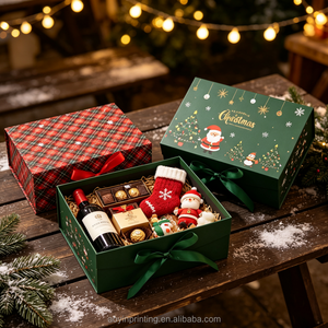 Boîte cadeau magnétique à motif d'arbre <span class=keywords><strong>de</strong></span> Noël vert, couverture <span class=keywords><strong>en</strong></span> papier graphique naturel pour une ambiance joyeuse et festive, décoration vibrante et somptueuse - Product Image 3