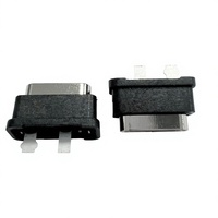 Connecteur femelle Type-C 2 broches à souder, étanche IPX7, en acier inoxydable pour PCB, rempli de colle époxy, uniquement pour alimentation