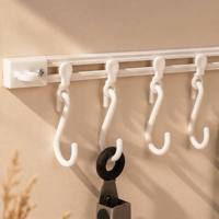 Crochet coulissant de cuisine sans perçage, multifonctionnel, à suspendre sous l'armoire ou au mur, avec crochets en S mobiles
