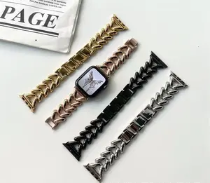 สร้อยข้อมือนาฬิกาสุดหรูสำหรับ Apple Watch Ultra 8 Band Designer สำหรับ Apple Watch Band สแตนเลสสีทอง