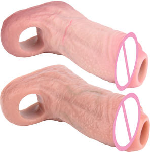 SXXY 5 pouces, manchon de pénis couleur chair, anneau de pénis ouvert, manchon de pénis en silicone réutilisable, <span class=keywords><strong>préservatif</strong></span>, manchon d'agrandissement du pénis, améliorant sexuel - Product Image 1