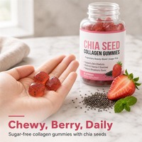 Gummies de collagène marin premium personnalisées en usine avec graines de chia pour des cheveux, une peau et des ongles sains – Complément alimentaire