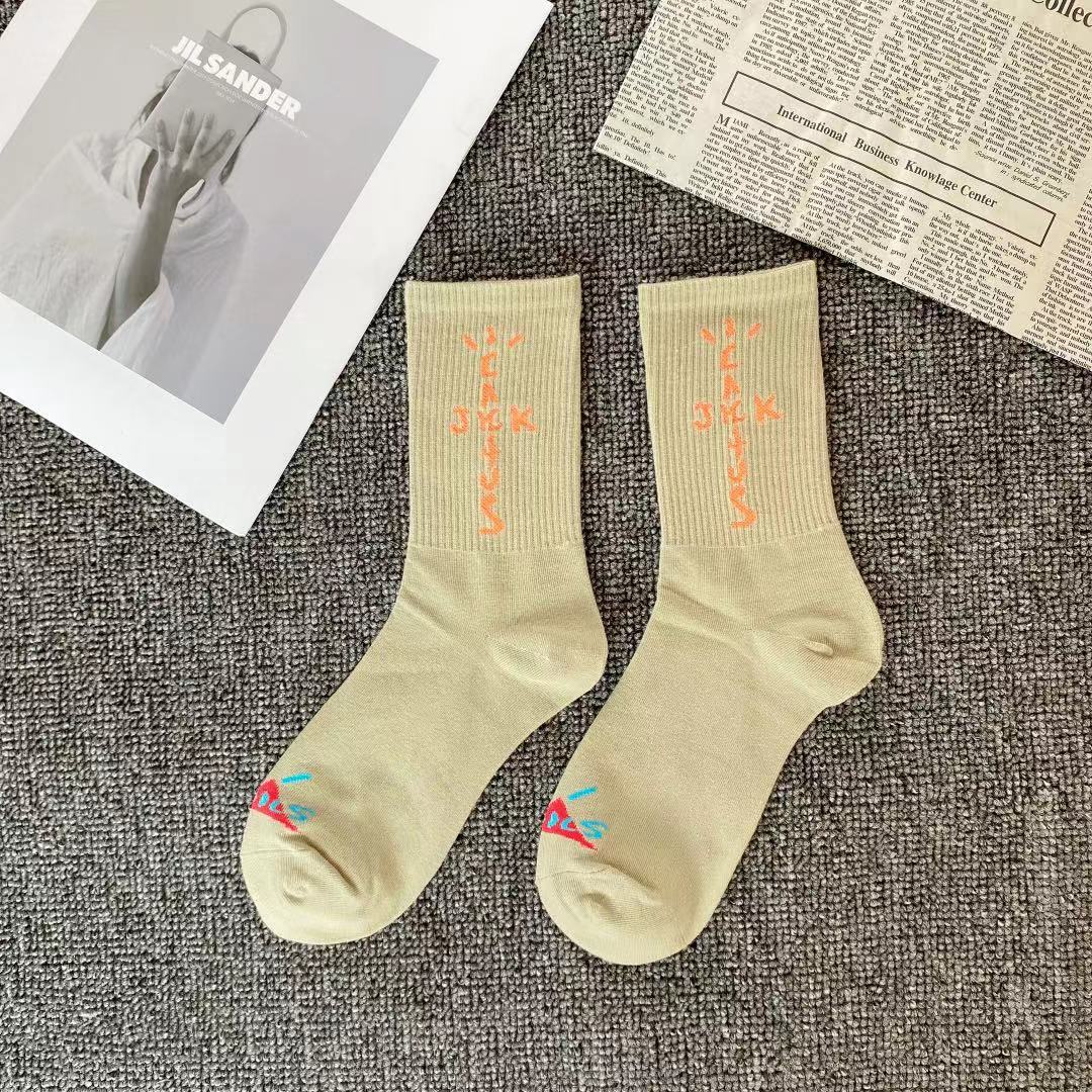 Travis Scott TS Cashew Flower socks Men's socks INS High top
