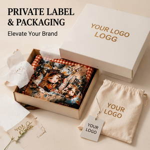 Écharpe carrée personnalisée 100% coton 70x70cm OEM ODM Impression de logo de marque privée Bandana Écharpe pour la tête, le cou et les cheveux Emballage personnalisé - Product Image 3