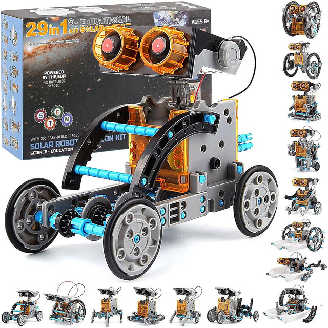 Children DIY Assembly Toy 29-in-1 Solar-powered Plastic Educational Toy Car and Smart Robot Kit for Ages 14+
