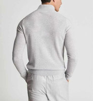 Vente en gros Pull zippé de luxe en cachemire mélangé automne hiver 1/4 Pull à col haut mi-tricot à manches longues Tricots pour homme