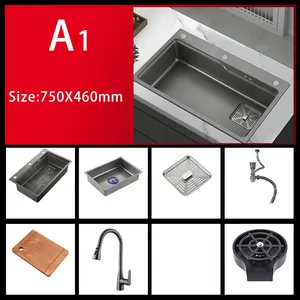 Digital Display Faucet Pull Out Spray Kitchen Faucet Nickel Sink Tap Faucet Brass Copper Black For Kitchen Sink Waterfall Tap