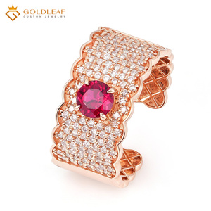 Bague en or 14/18 carats Goldleaf certifiée GRC avec rubis de laboratoire de 1 carat et diamants, idéale pour un cadeau d'anniversaire ou un usage quotidien - Product Image 1