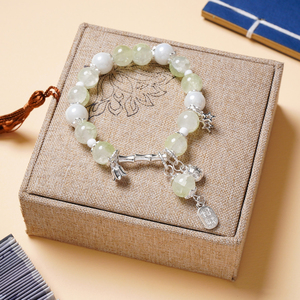 Pulsera de Cuentas de Cristal Natural Estilo Chino al por Mayor, Pulsera de la Suerte con Amuleto de Campana de Bambú para Mujer, Regalo, Suministro a Granel - Product Image 5