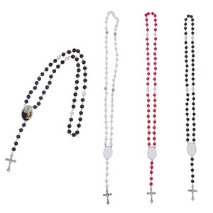 Bracelet porte-clés chapelet catholique, collier pendentif croix, <span class=keywords><strong>cadeau</strong></span> commémoratif religieux DIY, porte-clés personnalisé par sublimation avec photo - Product Image 2