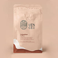 Sachet d'emballage personnalisé imprimé 250G pour café en grains et thé, avec fond plat, valve et fermeture éclair