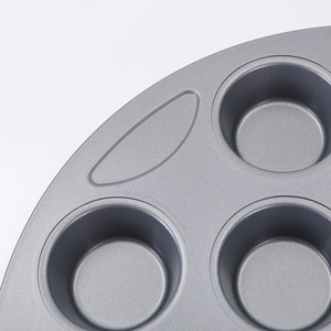 แม่พิมพ์คัพเค้กทรงกลม 12 หลุม ทำจากเหล็กกล้าคาร์บอน เคลือบสารกันติด สำหรับอบในเตาอบ อุปกรณ์ทำขนม - Product Image 2