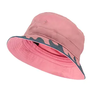 水桶帽批发刺绣粉色时尚鱼升华定制印花时尚奢华高品质水桶帽