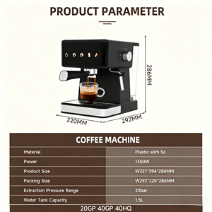 Machine à expresso semi-automatique PANCERKA avec écran LCD, 20 bars, multifonctionnelle, <span class=keywords><strong>petite</strong></span>, mousse de lait, vapeur, normes EU, UK, US - Product Image 6
