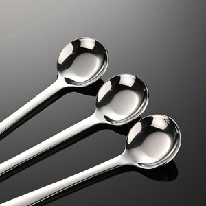 Cuillère à mélanger créative à long manche et fond plat, en acier inoxydable 304, finition miroir dorée, design minimaliste - Product Image 3