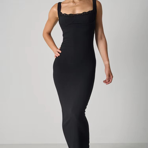 Premium elegante e alla moda In pizzo <span class=keywords><strong>delicato</strong></span> due In uno stile da donna taglie forti Fit con Silhouette fluida abito Midi In pizzo da donna - Product Image 5