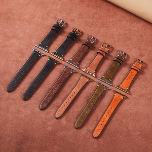 Upro Wholesale Custom Genuine Leather Watch Band Slim Tapered Luxury Strap for apple Watch iWatch Series 10 9 8 SE - Product Image 1