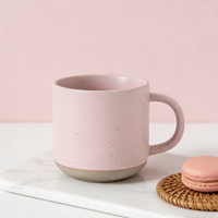 Mug à café en céramique grès finition mate avec anse 380 ml, écologique, rose et violet, compatible lave-vaisselle, pour la maison, le bureau, ou comme cadeau
