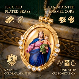 Amuleto de Protección Familiar de la Virgen María, Nuestra Señora de la Ayuda de los Cristianos, Colgante de Esmalte, Venta al por Mayor en Australia - Product Image 3