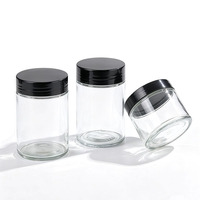 Vente en gros de pots en verre cylindriques transparents avec couvercle en plastique noir, récipients en verre pour le stockage des aliments, pots pour épices, café, bonbons, 30 ml-1030 ml