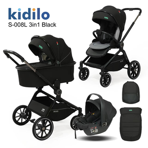 EN1888 &Reach 3-in-1 รถเข็นเด็ก Kidilo แบบพับได้ โครงอะลูมิเนียมน้ำหนักเบา ล้อ PU 3 มิติ รถเข็นเดินทาง - Product Image 2