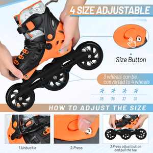 Chất lượng cao các nhà sản xuất bán buôn chuyên nghiệp Inline của người đàn ông và phụ nữ của giày trượt con lăn 3 bánh xe - Product Image 4